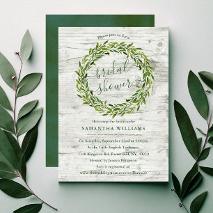Invitation Couronne de laurier tendance pour la douche de la