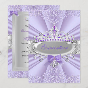 Invitation Couronne de lavande violette damassée pour fête de