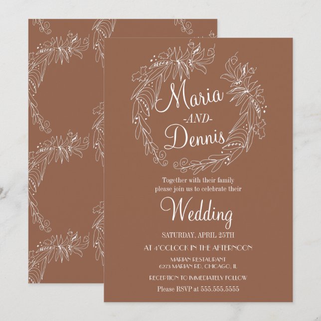 Invitation Couronne de ligne de verdure en terre cuite de Sim (Devant / Derrière)