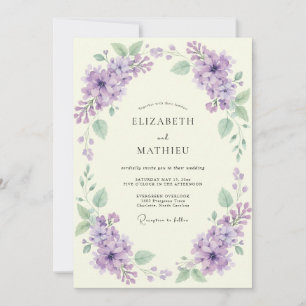 Invitation Couronne de lilas pour mariage printanier
