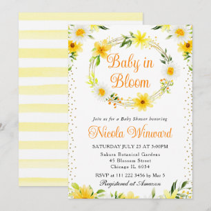 Invitation Couronne de marguerites et de fleurs jaunes pour u