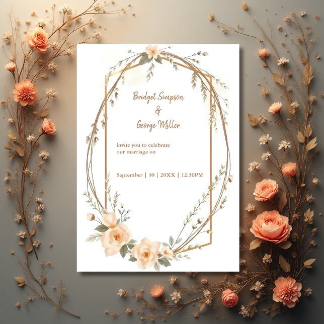Invitation couronne de Mariage à fleurs boho (Créateur téléchargé)