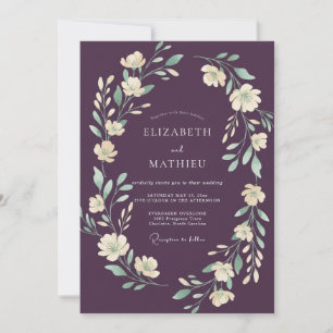 Invitation Couronne de mariage à la crème d'aubergine
