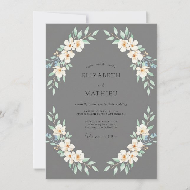 Invitation Couronne de mariage à la crème de charbon (Devant)