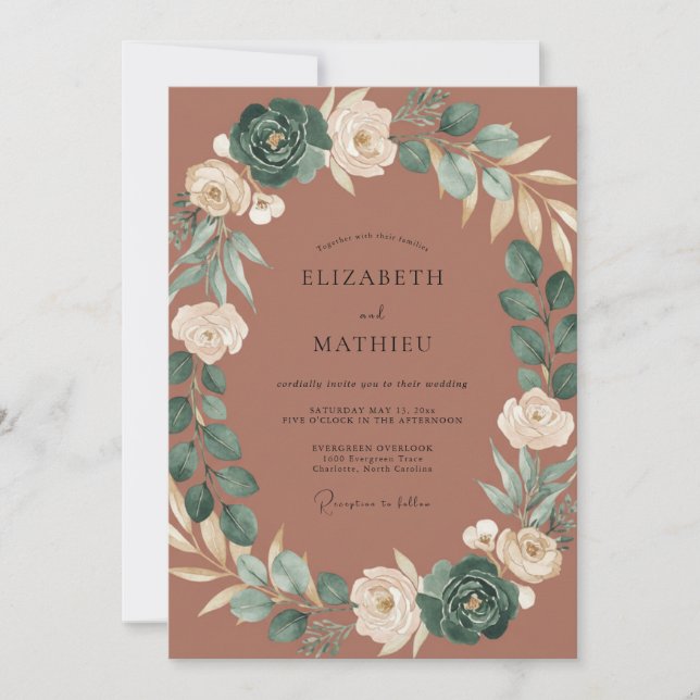 Invitation Couronne de mariage à la crème de terre cuite (Devant)