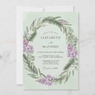 Invitation Couronne de mariage à la lavande menthe