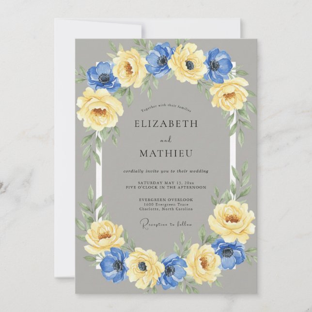 Invitation Couronne de mariage à l'anémone jaune (Devant)