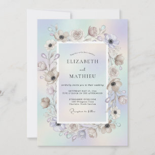 Invitation Couronne de mariage à l'anémone opalescente