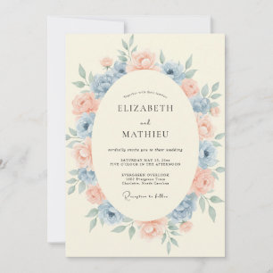 Invitation Couronne de mariage Abricot Bleuet