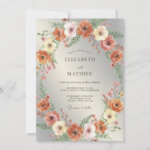 Invitation Couronne de mariage abricot en terre cuite