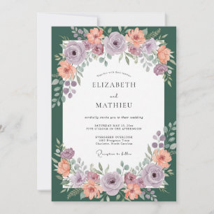 Invitation Couronne de mariage abricot mauve