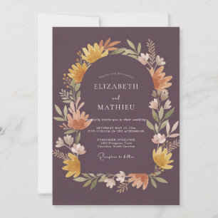 Invitation Couronne de mariage abricot mauve atténué