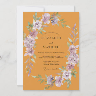 Invitation Couronne de mariage ambre lavande