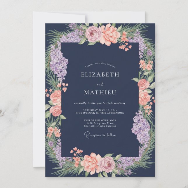 Invitation Couronne de mariage Améthyste Indigo (Devant)