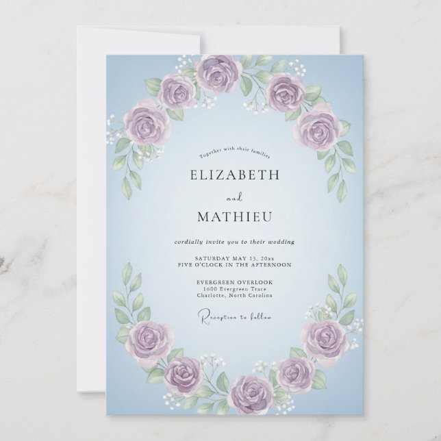 Invitation Couronne de mariage Améthyste Pervenche (Devant)