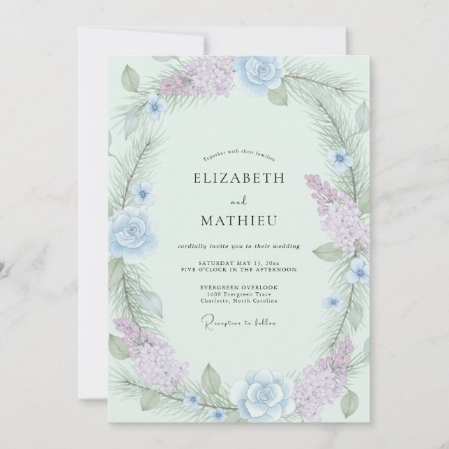 Invitation Couronne de mariage Améthyste Pervenche (Devant)