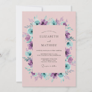Invitation Couronne de mariage Améthyste Turquoise