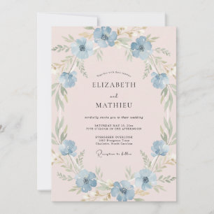 Invitation Couronne de mariage Anémone Bleuet