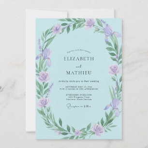 Invitation Couronne de mariage Aqua Lilas