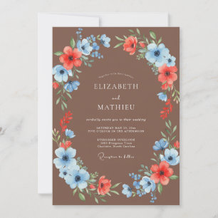 Invitation Couronne de mariage au bleuet et au moka