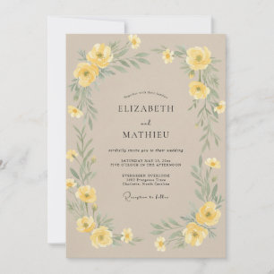 Invitation Couronne de mariage au champagne jaune