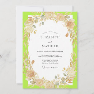 Invitation Couronne de mariage au champagne vert