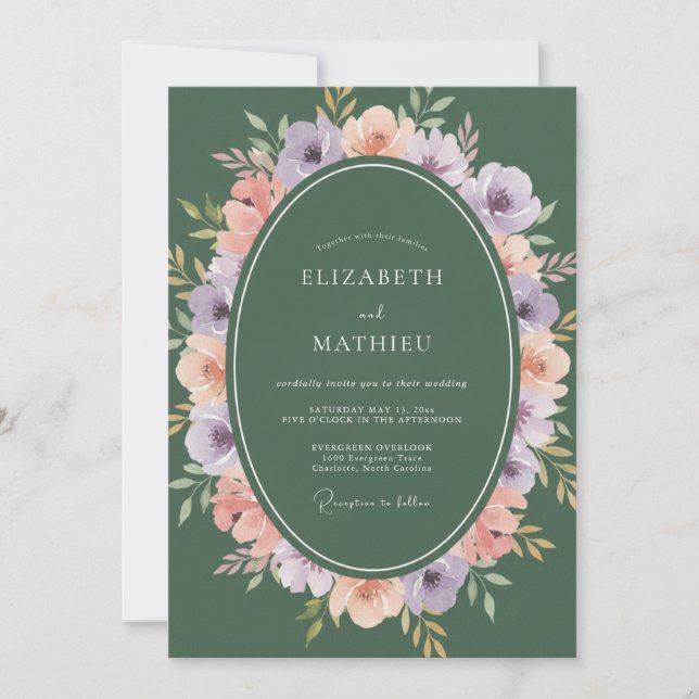 Invitation Couronne de mariage au corail lilas (Devant)