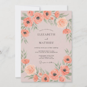 Invitation Couronne de mariage au pavot abricot