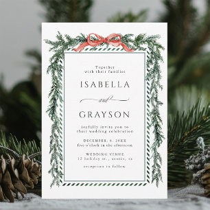 Invitation Couronne de mariage au pin aquarelle