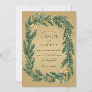 Invitation Couronne de mariage aux feuillages ocre