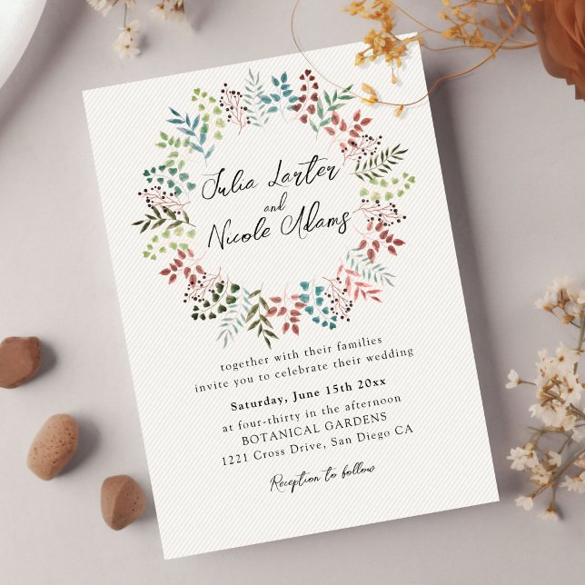 Invitation Couronne de mariage aux feuilles vertes d'eucalypt (Créateur téléchargé)