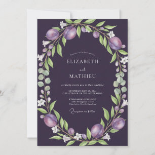 Invitation Couronne de mariage aux fruits de prune