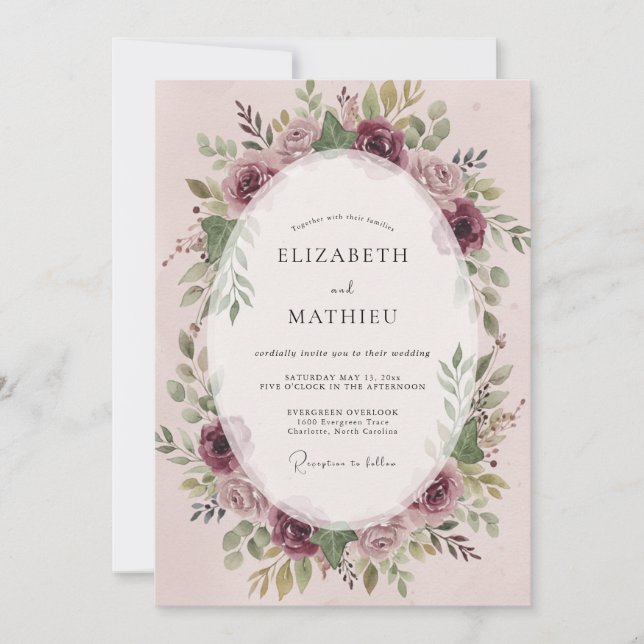 Invitation Couronne de mariage aux fruits de prunier (Devant)