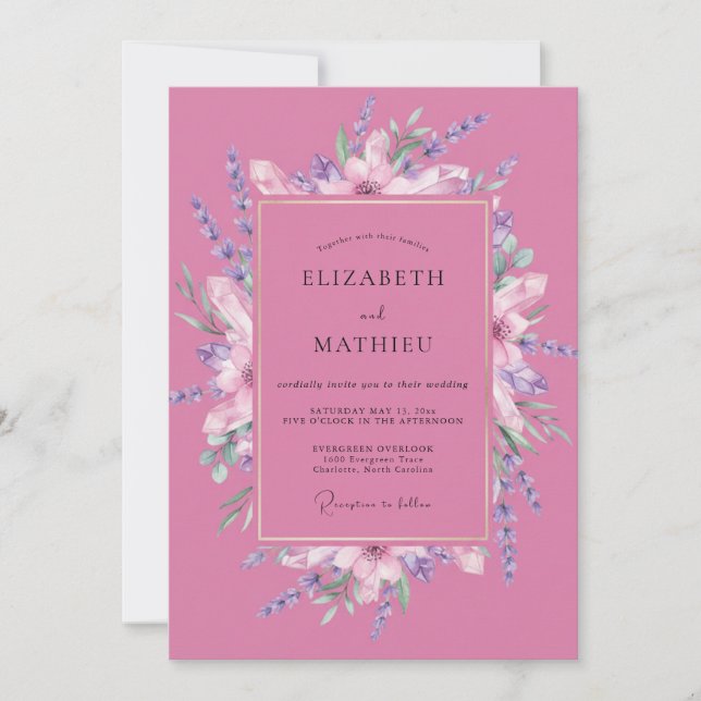 Invitation Couronne de mariage aux pétales d'orchidée (Devant)