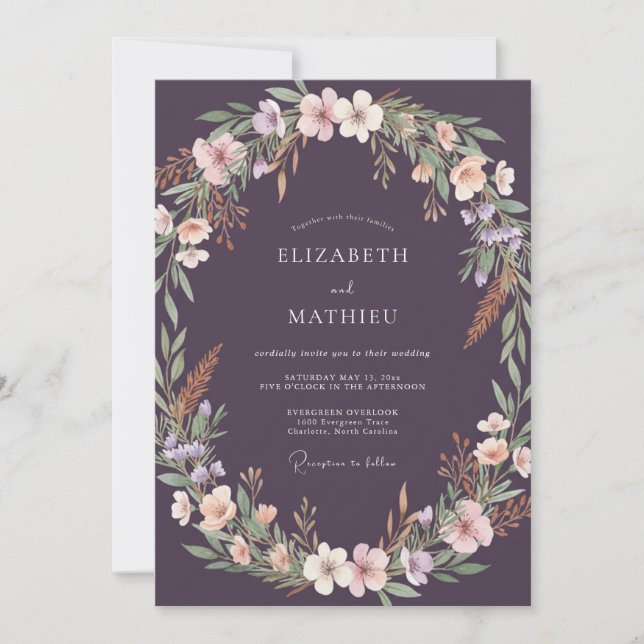 Invitation Couronne de mariage aux prunes lunatiques (Devant)