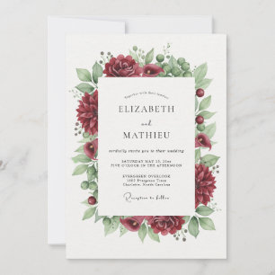 Invitation Couronne de Mariage aux Renoncules Marron