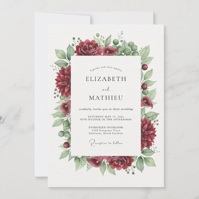Invitation Couronne de Mariage aux Renoncules Marron (Devant)