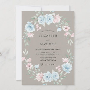 Invitation Couronne de mariage Azur Poudre Taupe
