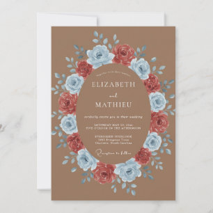 Invitation Couronne de mariage azur rouillé