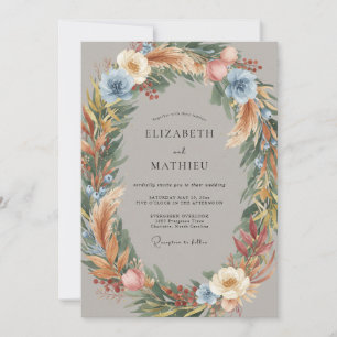 Invitation Couronne de mariage Azure Pampas