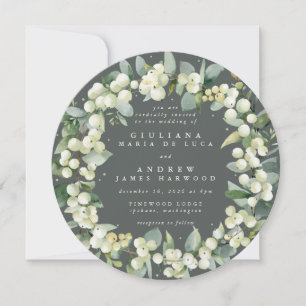 Invitation Couronne de mariage Baies de neige + Eucalyptus Ro