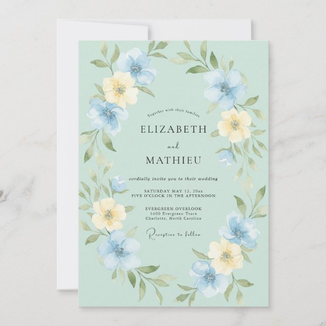 Invitation Couronne de mariage Beurre Celeste (Devant)