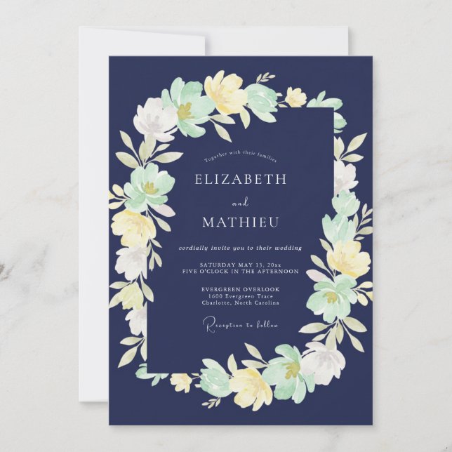 Invitation Couronne de mariage Beurre de Minuit (Devant)