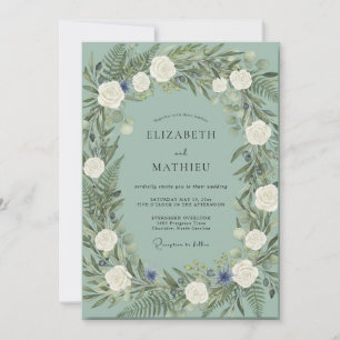 Invitation Couronne de mariage Blanc Mousse de Mer