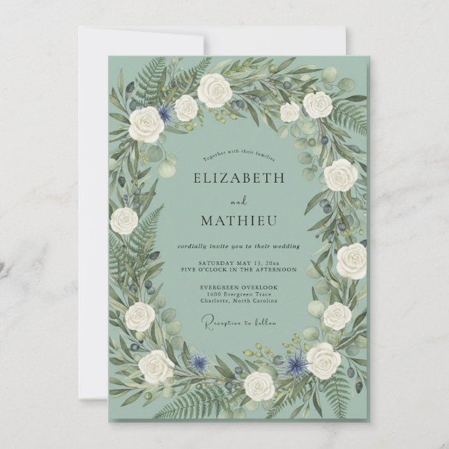 Invitation Couronne de mariage Blanc Mousse de Mer (Devant)