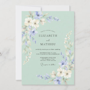 Invitation Couronne de mariage bleu pâle Pervenche