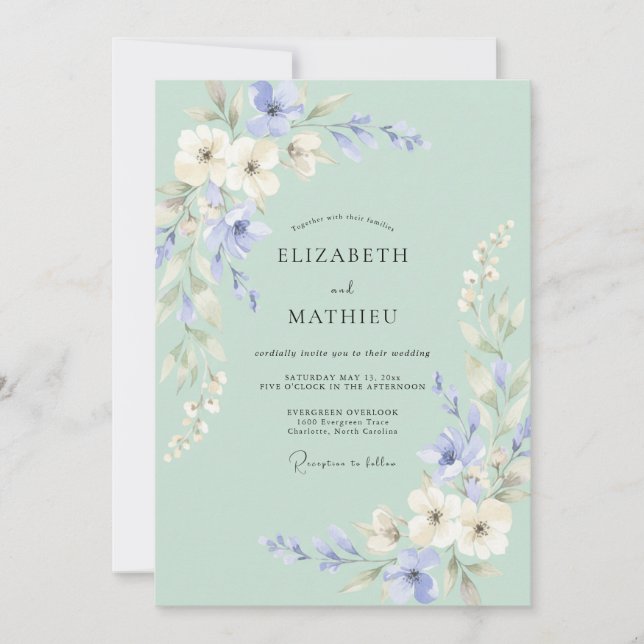Invitation Couronne de mariage bleu pâle Pervenche (Devant)