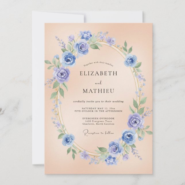 Invitation Couronne de mariage botanique myosotis (Devant)