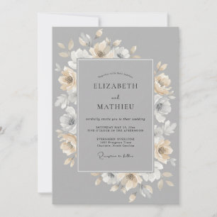 Invitation Couronne de mariage Champagne Gris Acier