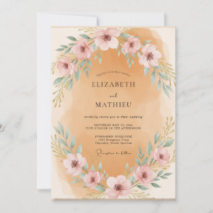 Invitation Couronne de mariage Champagne Soft Gold
